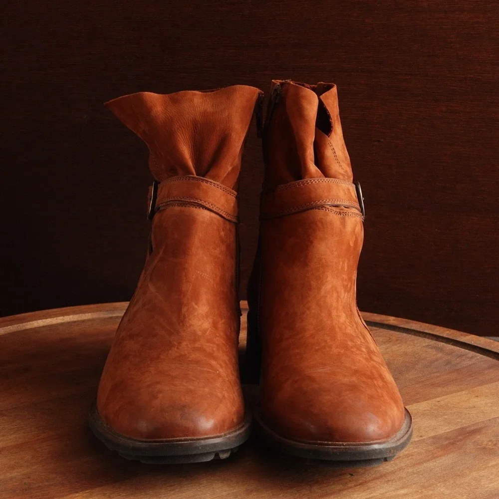 Paul Green Boots Womens SZ UK 6 US 8.5 Brown Denver Western Moto Coastal Cowgirl